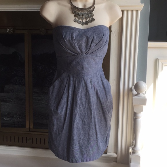 Trixxi Dresses & Skirts - Strapless blue sundress padded bust Sz 7 - EUC
